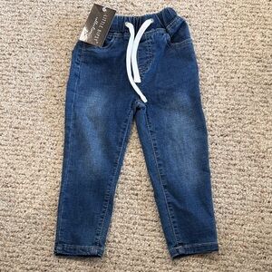 NWT Little Bipsy Toddler 2t-3t Dark Blue Pull-On Denim Jean Joggers w/Tie Waist